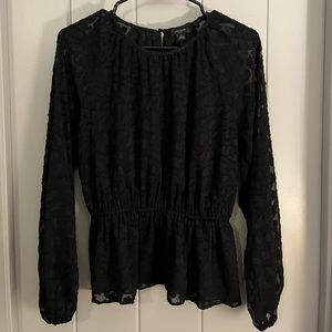 Ann Taylor black textured peplum blouse